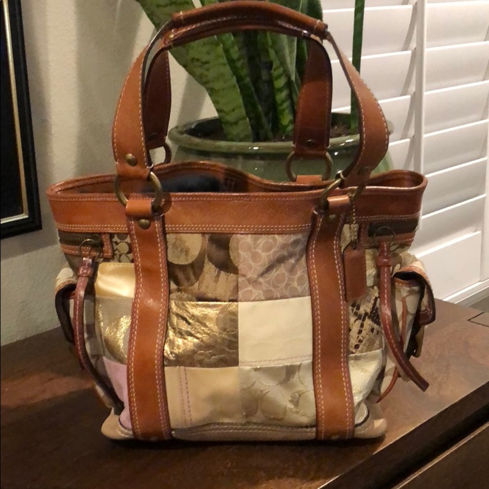 COACH patchwork and leather tote bag purse